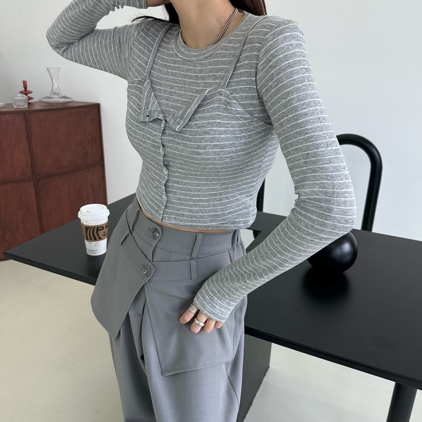 MABEL-Q韓國直郵東大門實拍女裝新款人氣熱賣時尚推薦長袖T恤SOUIT by mabel-Q長袖T恤