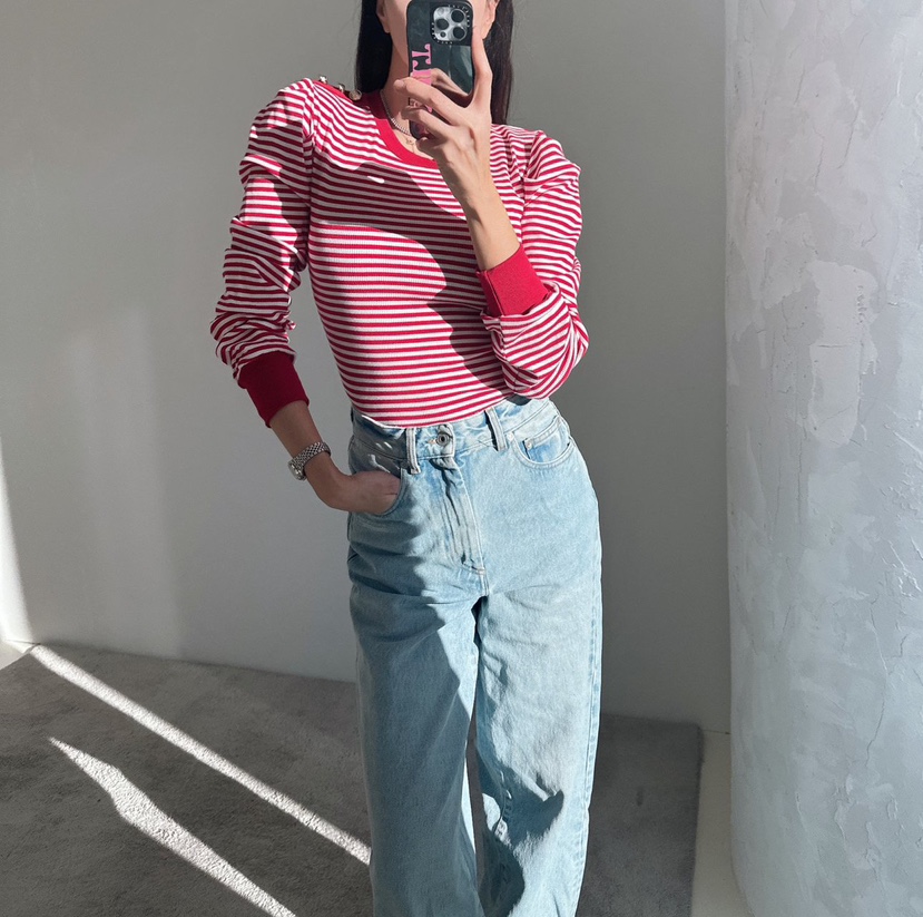 MABEL-Q韓國直郵東大門實拍女裝新款時尚推薦真品25春夏長袖T恤SOUIT by mabel-Q長袖T恤