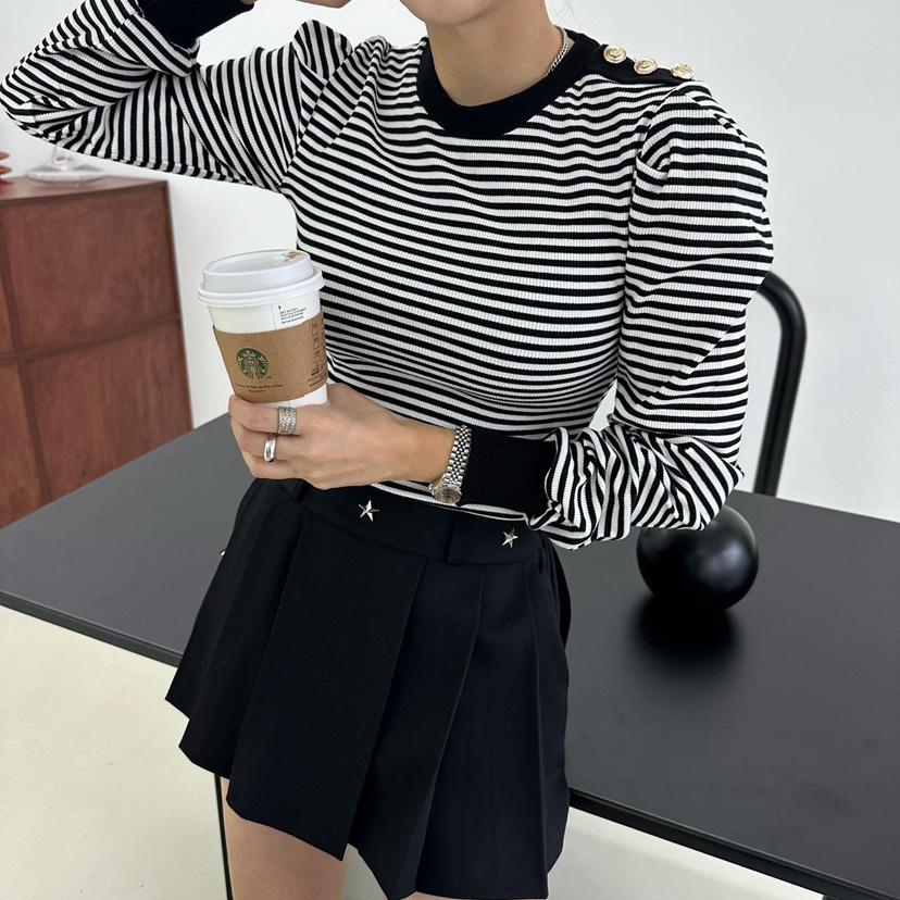 MABEL-Q韓國直郵東大門實拍女裝新款時尚推薦真品25春夏長袖T恤SOUIT by mabel-Q長袖T恤圖色2