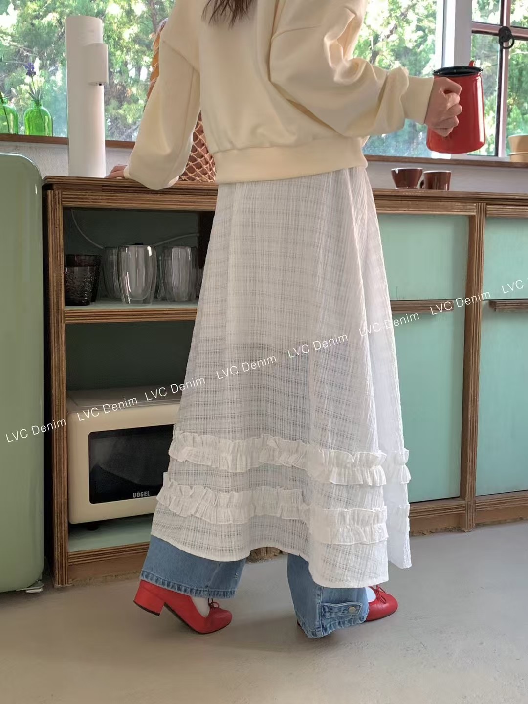 L V C直郵韓國代購女裝新款真品人氣休閑熱賣職業時尚長裙L_V_C長裙