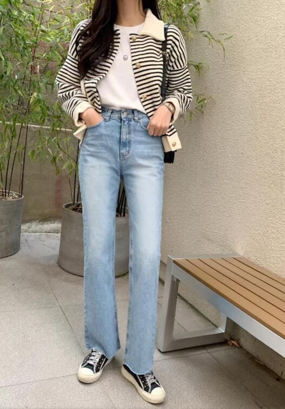 L V C直郵韓國代購女裝新款25春夏休閑時尚熱賣牛仔褲直筒L_V_C牛仔褲