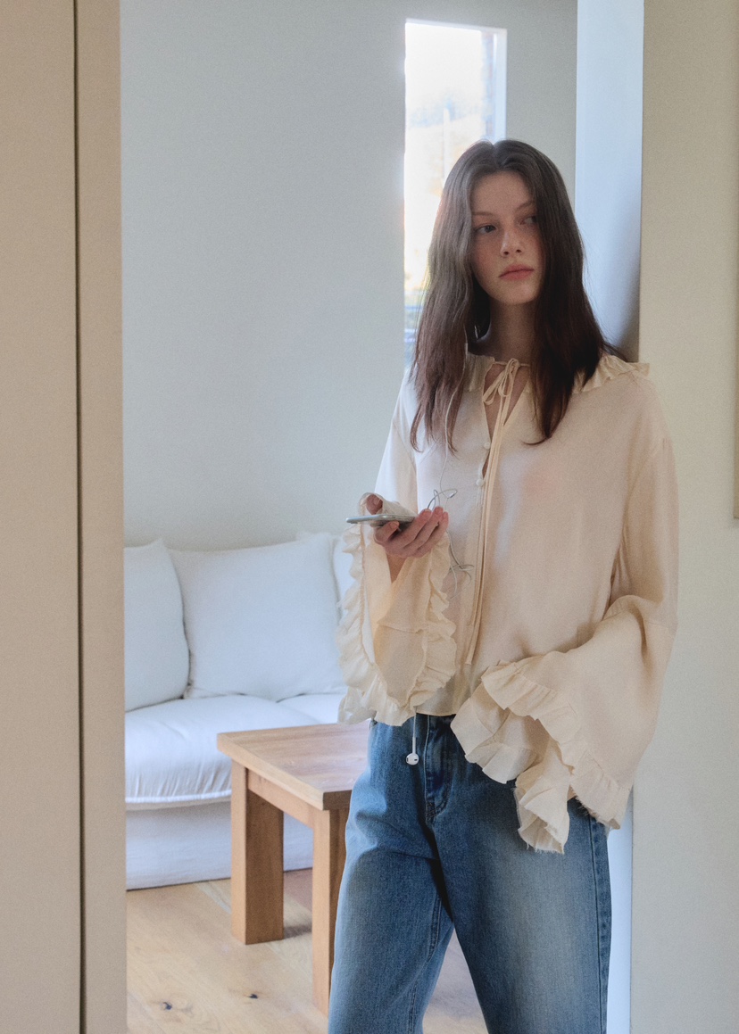 BOWIE韓國直郵東大門代購女裝新品人氣休閑推薦25春夏襯衫蕾絲衫BOWIE襯衫/蕾絲衫