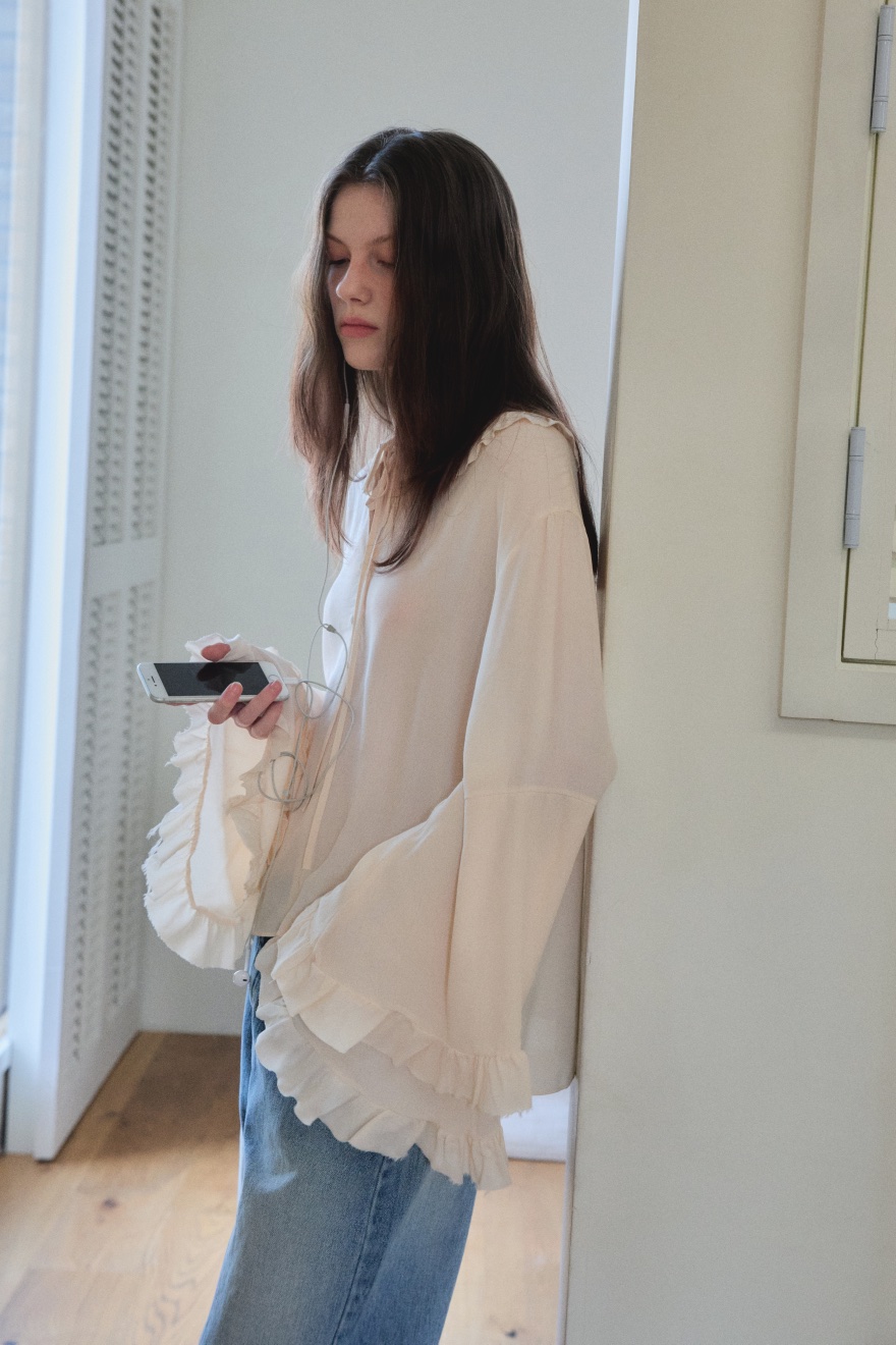 BOWIE韓國直郵東大門代購女裝新品人氣休閑推薦25春夏襯衫蕾絲衫BOWIE襯衫/蕾絲衫