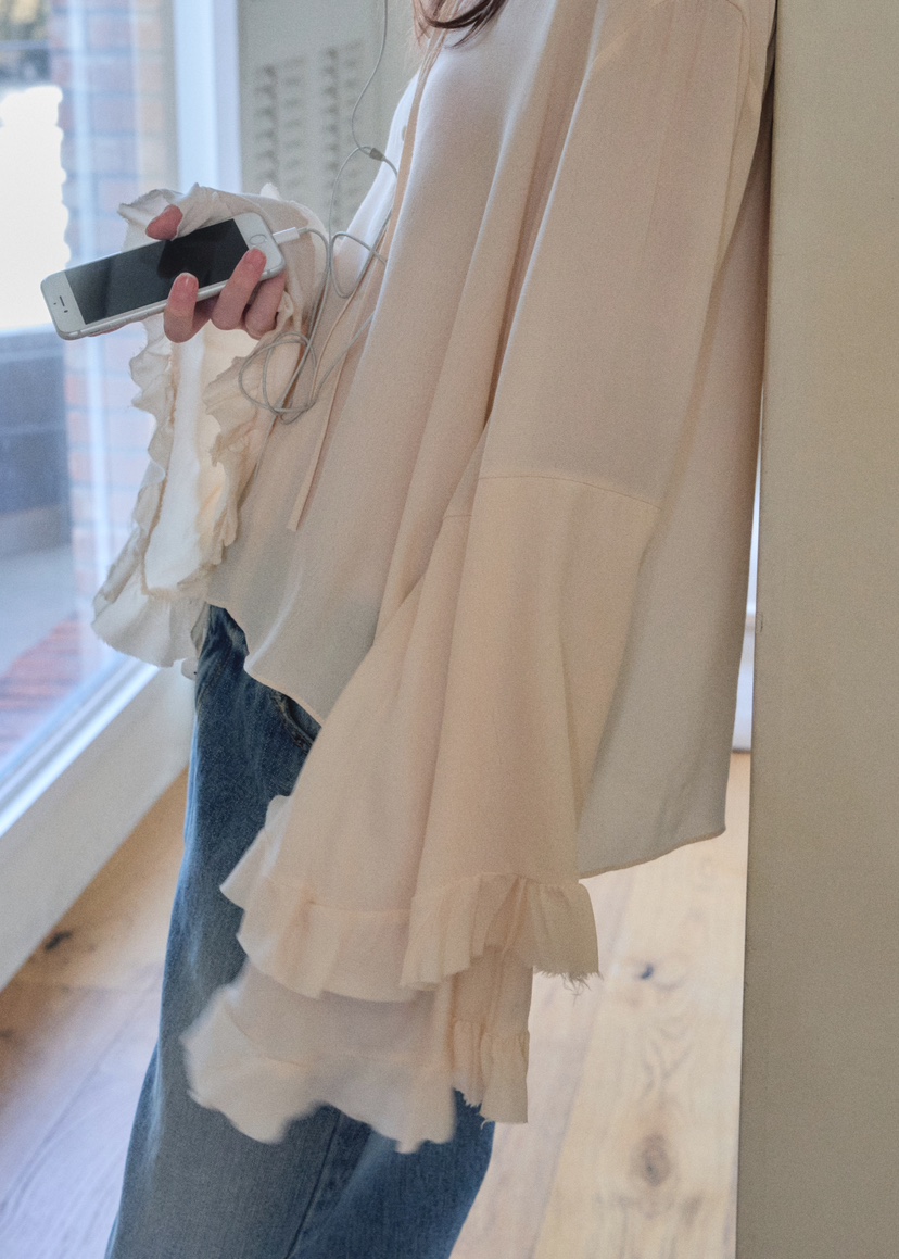 BOWIE韓國直郵東大門代購女裝新品人氣休閑推薦25春夏襯衫蕾絲衫BOWIE襯衫/蕾絲衫