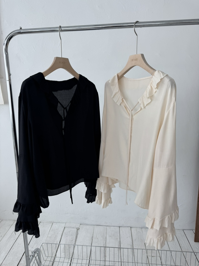 BOWIE韓國直郵東大門代購女裝新品人氣休閑推薦25春夏襯衫蕾絲衫BOWIE襯衫/蕾絲衫