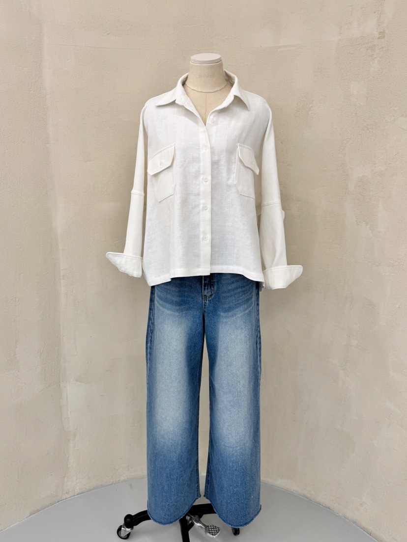 LAUNDRY韓國直郵東大門實拍女裝新款休閑真品襯衫蕾絲衫口袋LAUNDRY襯衫/蕾絲衫