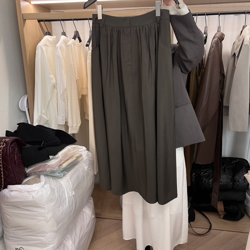 OBJET韓國直郵女裝新品推薦時尚真品人氣25春夏長裙不含腰帶喇叭love us u/OBJET長裙圖色2