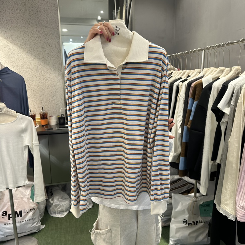 AMOEBA韓國直郵女裝新款職業熱賣25春夏時尚人氣推薦長袖T恤AMOEBA長袖T恤圖色2