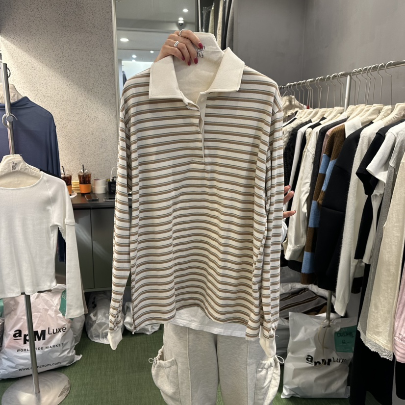 AMOEBA韓國直郵女裝新款職業熱賣25春夏時尚人氣推薦長袖T恤AMOEBA長袖T恤圖色3
