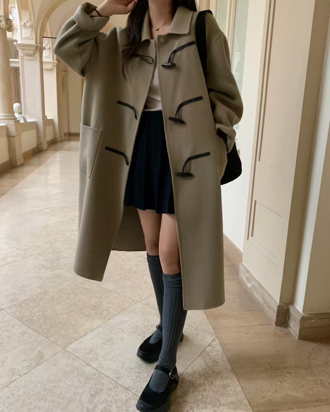 PYT-ot韓國直郵女裝新品職業25春夏真品人氣休閑中長款大衣pretty young thing中長款大衣