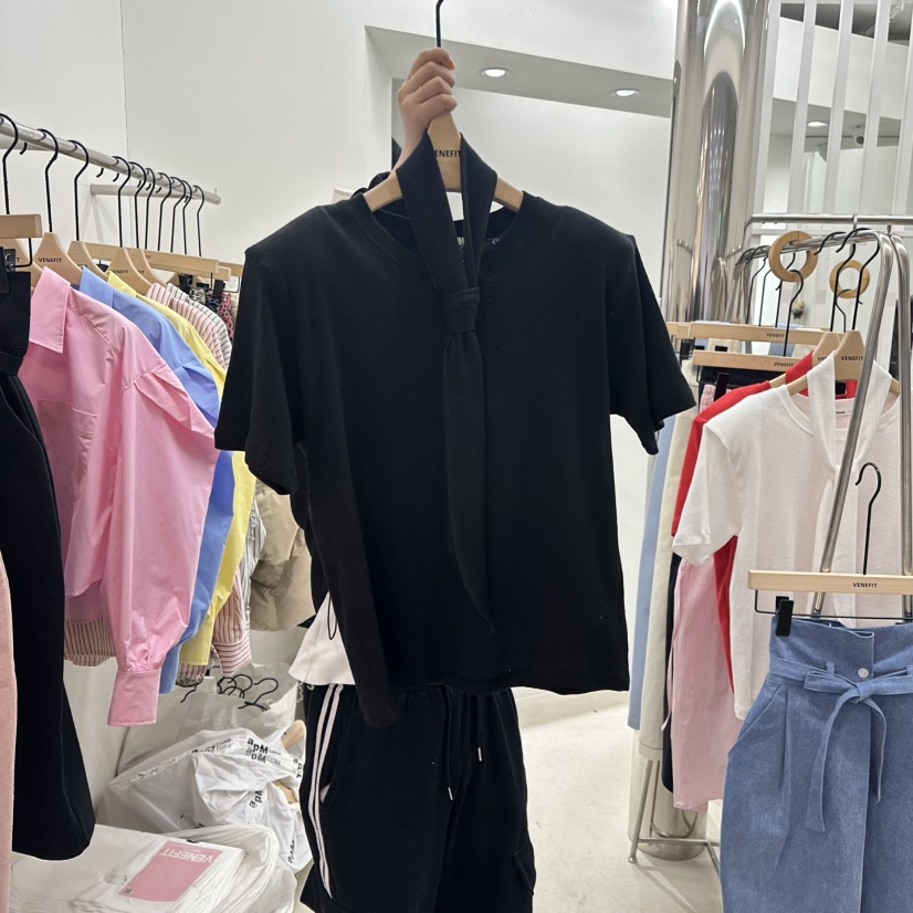 VENEFIT韓國直郵女裝新款時尚推薦休閑人氣熱賣真品T恤含領帶VENEFIT/JENNIET恤圖色4