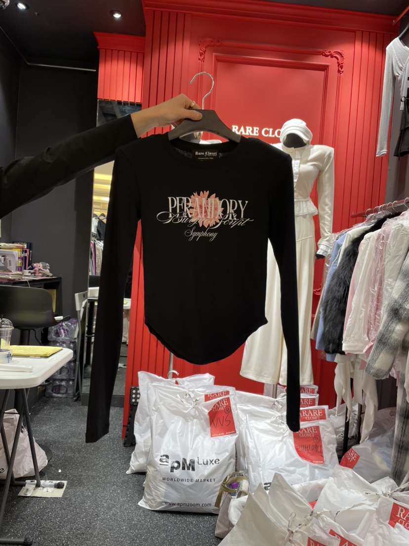 RARE CLOSET直郵韓國代購女裝新品人氣職業25春夏熱賣長袖T恤RARE CLOSET長袖T恤圖色3