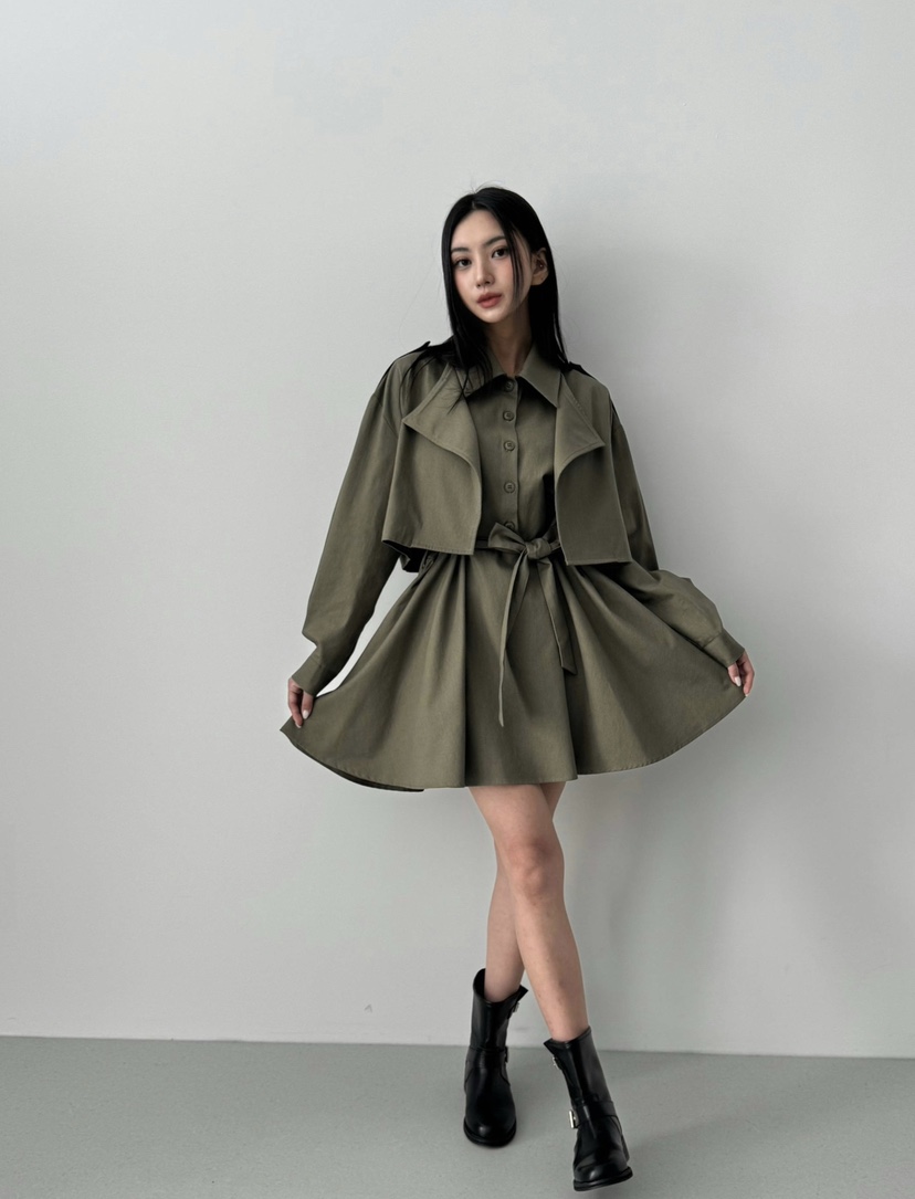 OREUM韓國直郵女裝新款休閑25春夏熱賣真品時尚連衣裙含腰帶OihEum連衣裙