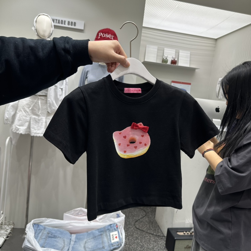 VINTAGE 888韓國直郵東大門代購女裝新款職業25春夏T恤短款VINTAGE888/TRIPLE EIGHTT恤圖色2