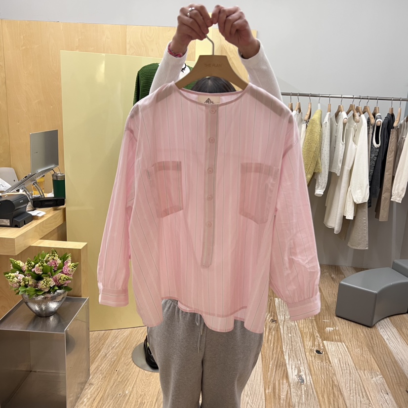 THEPLAN韓國直郵東大門代購女裝新品25春夏真品襯衫蕾絲衫口袋THE PLAN襯衫/蕾絲衫圖色2
