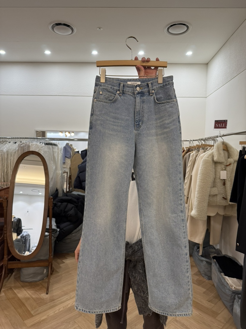 NOWHERE韓國直郵東大門代購女裝新品休閑25春夏人氣真品牛仔褲NOWHERE牛仔褲