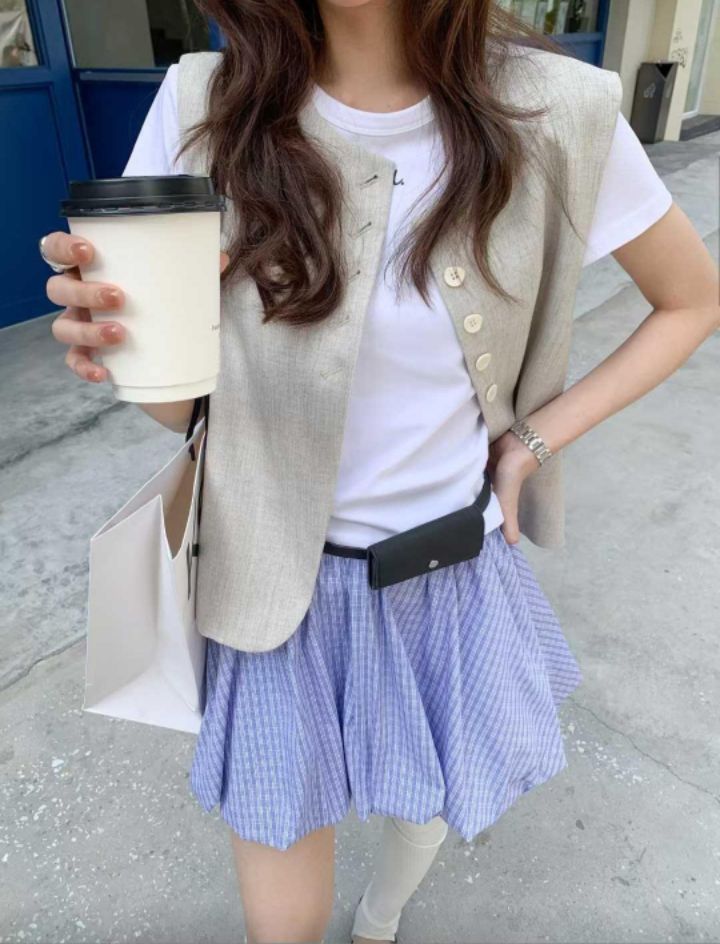 BELLINO293韓國直郵東大門實拍女裝新款時尚25春夏休閑短裙BOBBIE DOLL短裙