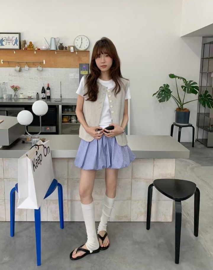 BELLINO293韓國直郵東大門實拍女裝新款時尚25春夏休閑短裙BOBBIE DOLL短裙