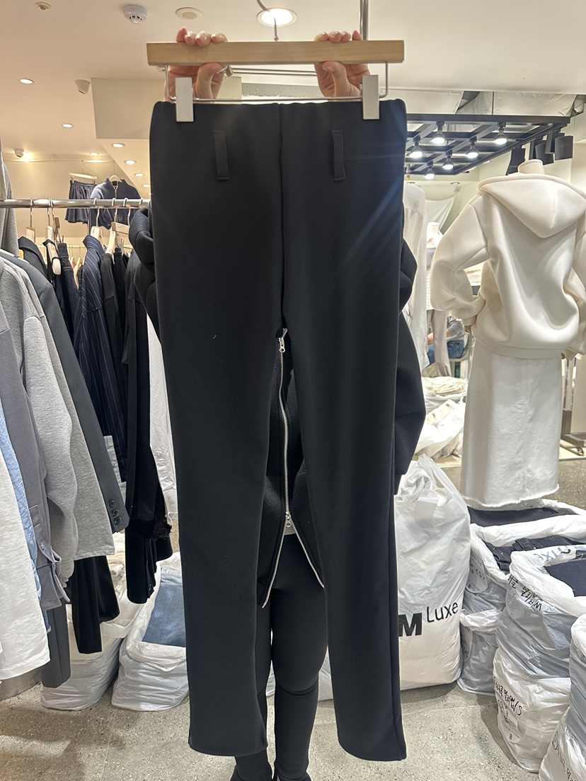 INSSENSE-A直郵韓國代購女裝新品25春夏打底褲鯊魚褲緊身褲拉鏈腰帶羅紋INSSENSE-A打底褲/鯊魚褲