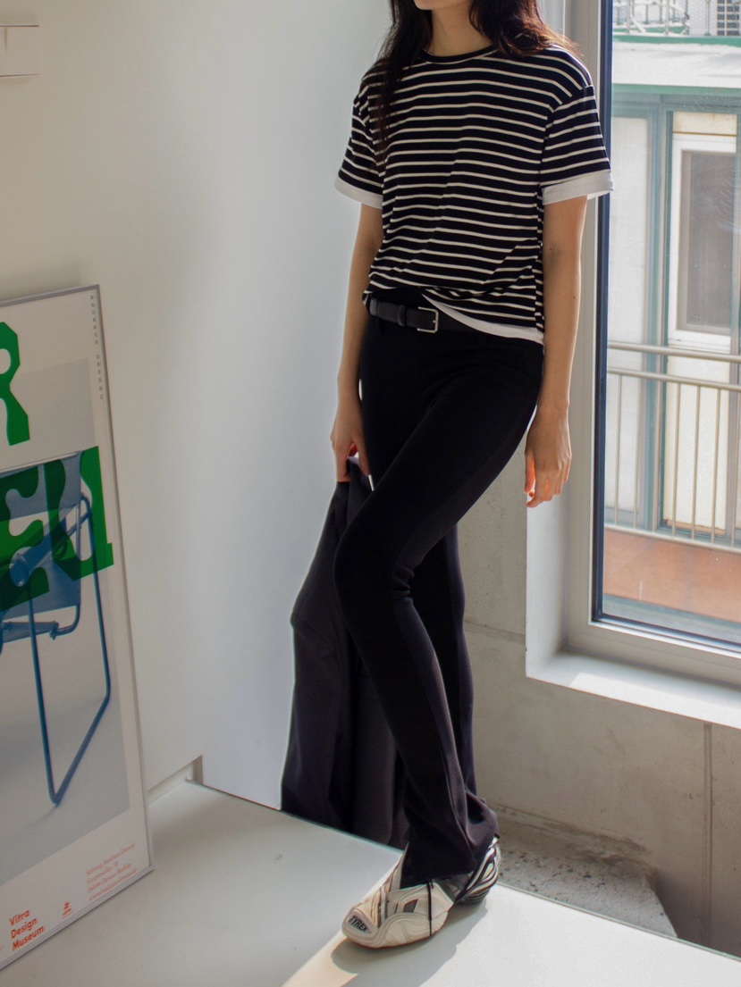INSSENSE-A直郵韓國代購女裝新品25春夏打底褲鯊魚褲緊身褲拉鏈腰帶羅紋INSSENSE-A打底褲/鯊魚褲
