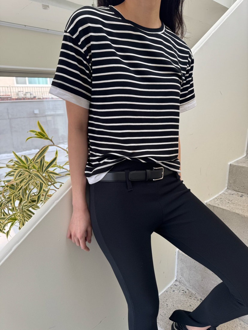 INSSENSE-A直郵韓國代購女裝新品25春夏打底褲鯊魚褲緊身褲拉鏈腰帶羅紋INSSENSE-A打底褲/鯊魚褲