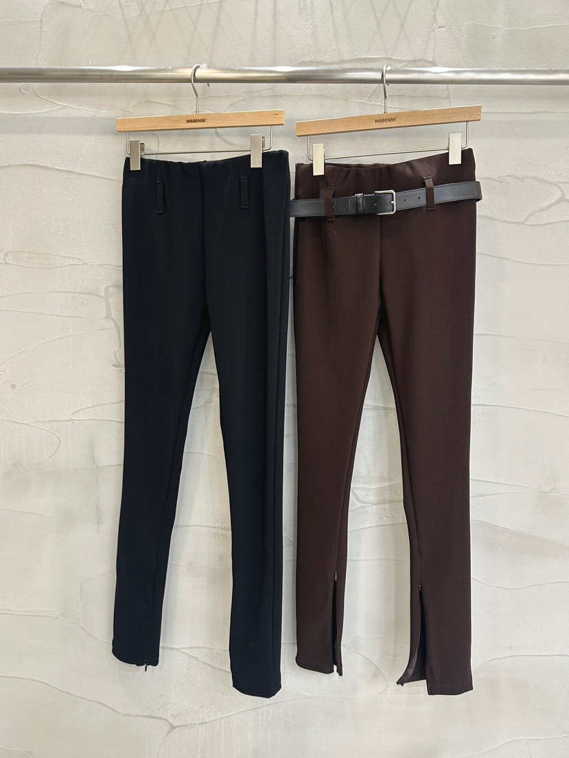 INSSENSE-A直郵韓國代購女裝新品25春夏打底褲鯊魚褲緊身褲拉鏈腰帶羅紋INSSENSE-A打底褲/鯊魚褲