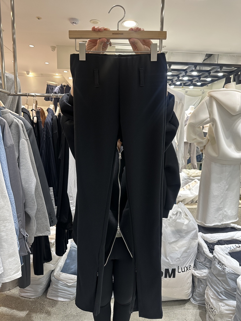 INSSENSE-A直郵韓國代購女裝新品25春夏打底褲鯊魚褲緊身褲拉鏈腰帶羅紋INSSENSE-A打底褲/鯊魚褲圖色2