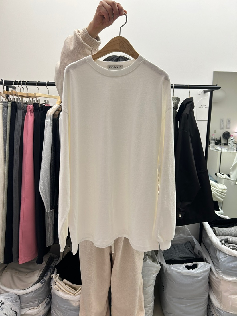 AS THOUGHT韓國代購女士新品休閑時尚熱賣真品職業長袖T恤AS THOUGHT長袖T恤圖色1