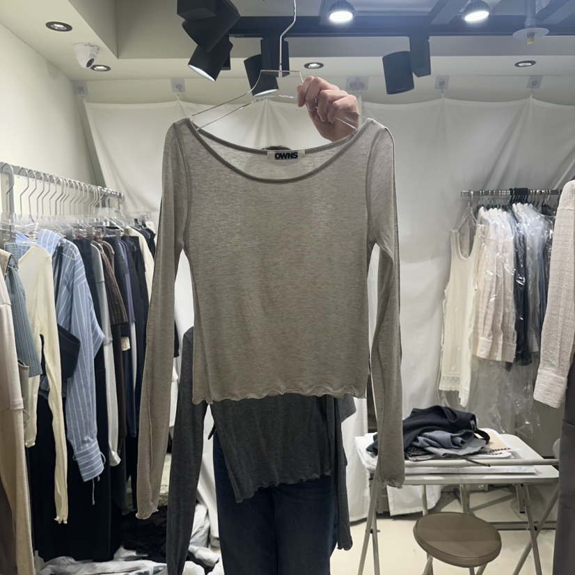 OWNS韓國代購女裝新品25春夏休閑真品熱賣時尚人氣推薦長袖T恤OWNS長袖T恤圖色3