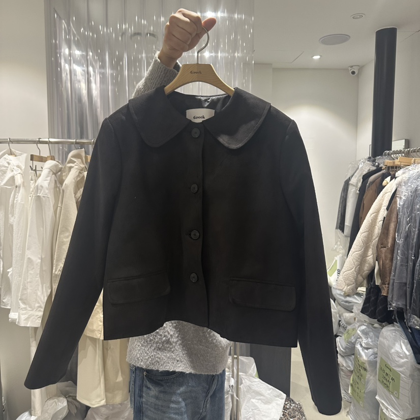 GREEK東大門代購女裝新品推薦時尚熱賣人氣25春夏夾克絨面革GREEK夾克圖色2