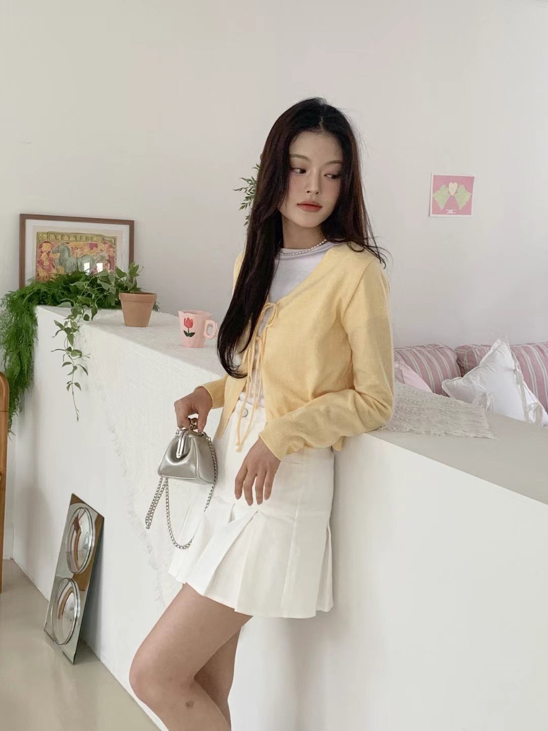 FRIDA韓國直郵女裝新款推薦休閑25春夏熱賣針織衫蝴蝶結開衫FRIDA針織衫