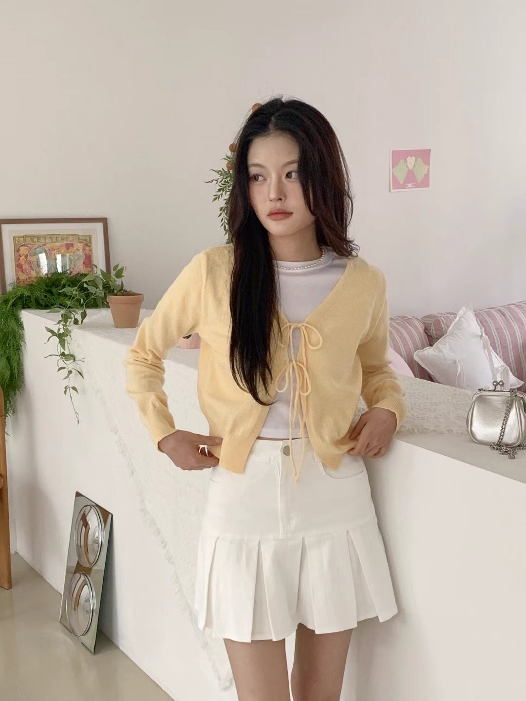 FRIDA韓國直郵女裝新款推薦休閑25春夏熱賣針織衫蝴蝶結開衫FRIDA針織衫