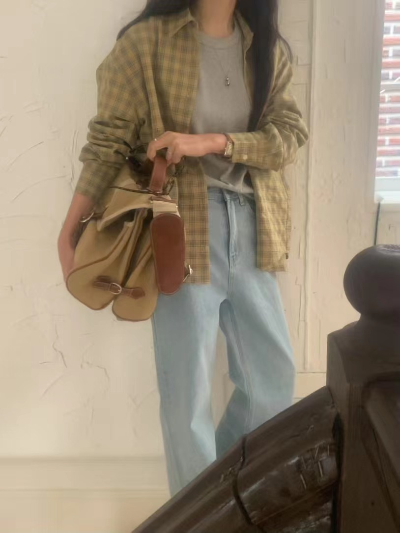 FEVER韓國直郵女裝新款真品熱賣25春夏職業時尚襯衫蕾絲衫格紋FEVER襯衫/蕾絲衫圖色2