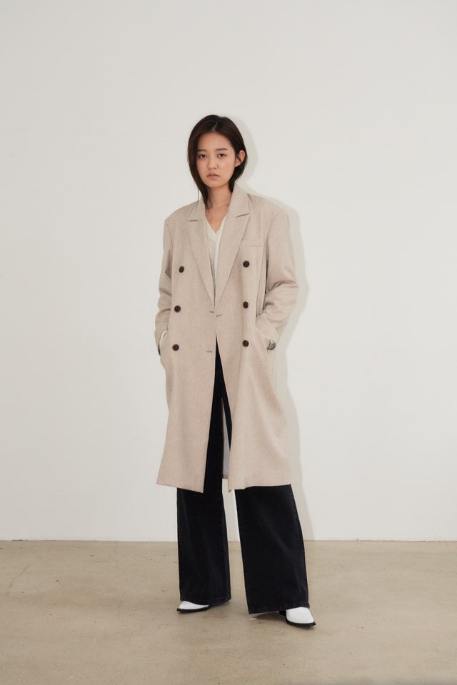 CURVY韓國直郵東大門實拍女裝新款推薦時尚職業休閑中長款大衣CURVY中長款大衣