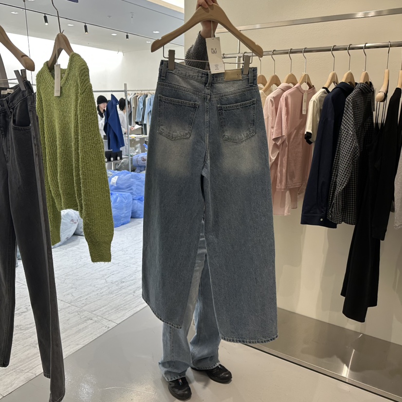 PLAMM韓國直郵東大門實拍女裝新品時尚熱賣休閑真品牛仔褲圓領PLAMM牛仔褲