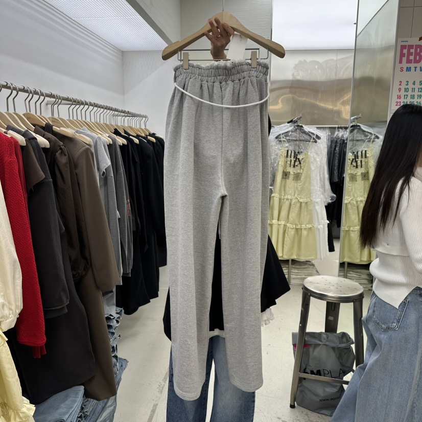 MIXXIN韓國直郵東大門代購女裝新款職業休閑休閑褲含腰繩蕾絲MIXXIN休閑褲