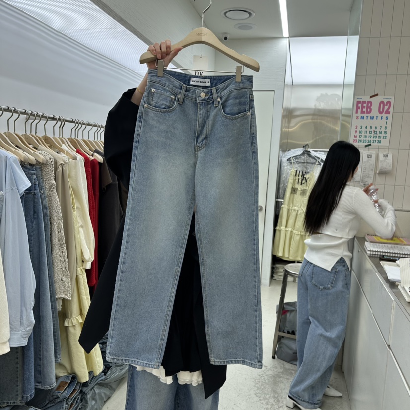MIXXIN韓國直郵東大門代購女裝新款推薦熱賣時尚休閑牛仔褲MIXXIN牛仔褲