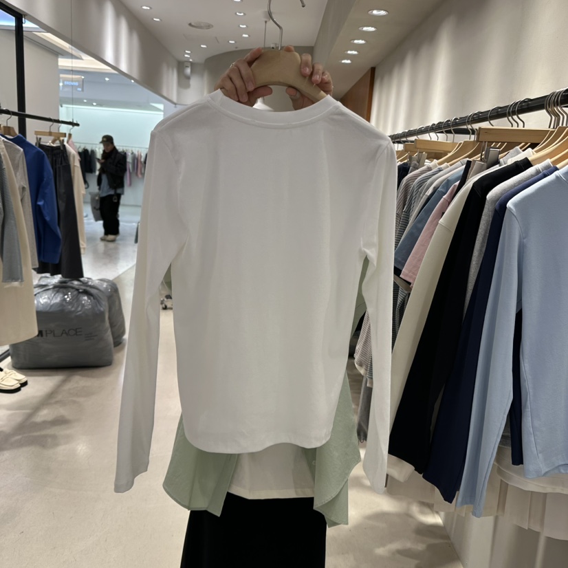 BOUTIQUE SEOUL-P直郵韓國代購女裝新款休閑時尚職業長袖T恤But ton/BOUTIQUE SEOUL長袖T恤