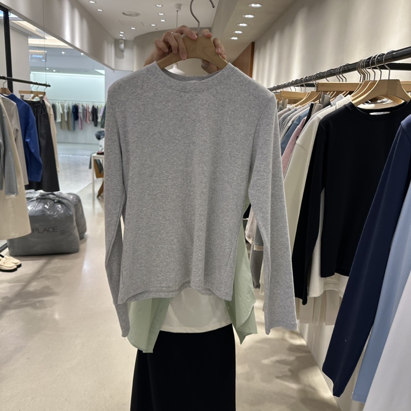 BOUTIQUE SEOUL-P直郵韓國代購女裝新款休閑時尚職業長袖T恤But ton/BOUTIQUE SEOUL長袖T恤圖色4