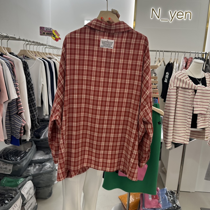 N YEN直郵韓國代購女裝新品人氣休閑25春夏襯衫蕾絲衫格紋N YEN襯衫/蕾絲衫