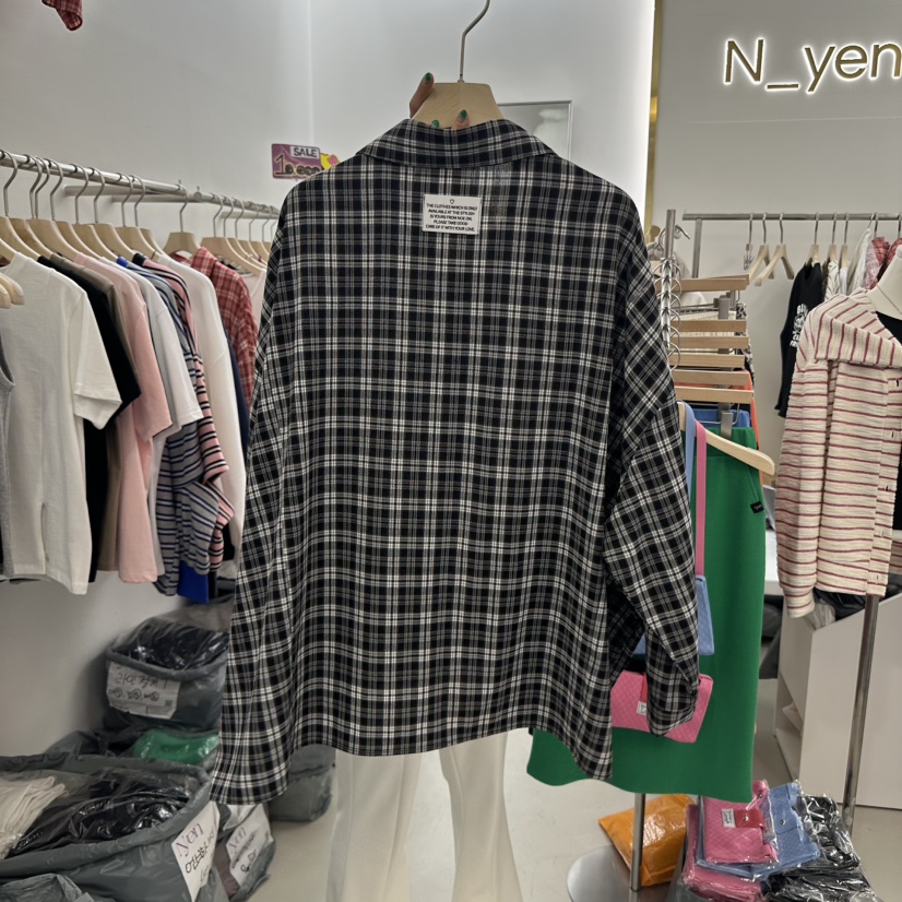 N YEN直郵韓國代購女裝新品人氣休閑25春夏襯衫蕾絲衫格紋N YEN襯衫/蕾絲衫