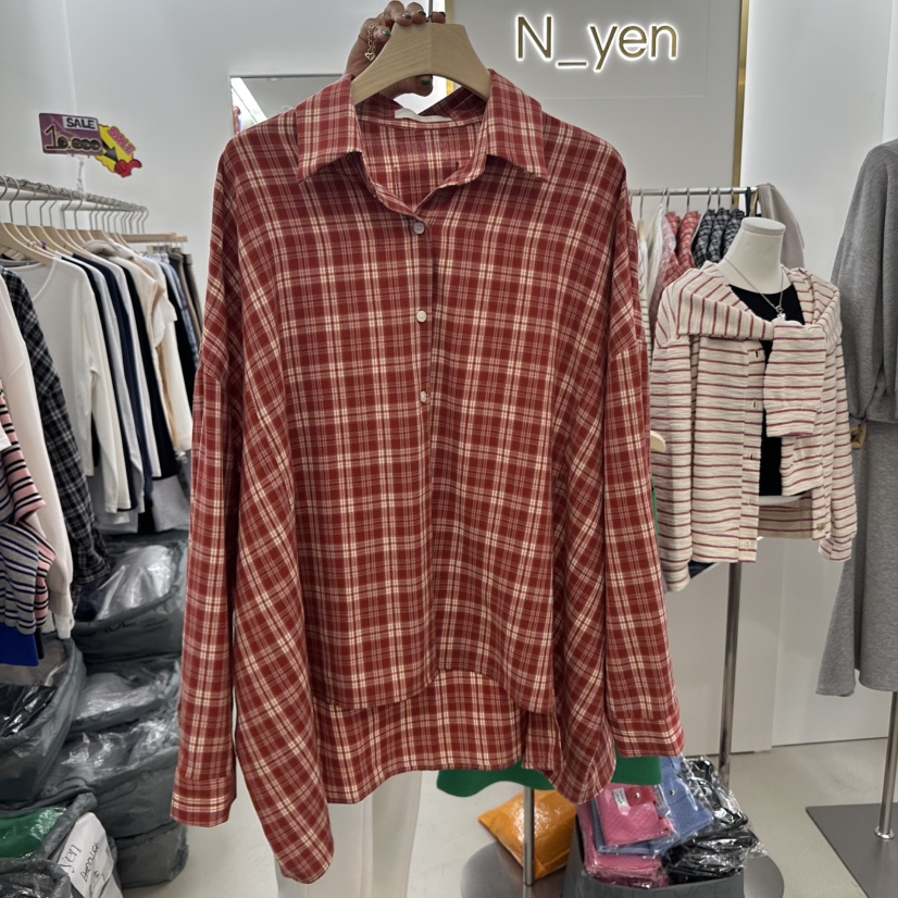 N YEN直郵韓國代購女裝新品人氣休閑25春夏襯衫蕾絲衫格紋N YEN襯衫/蕾絲衫圖色2