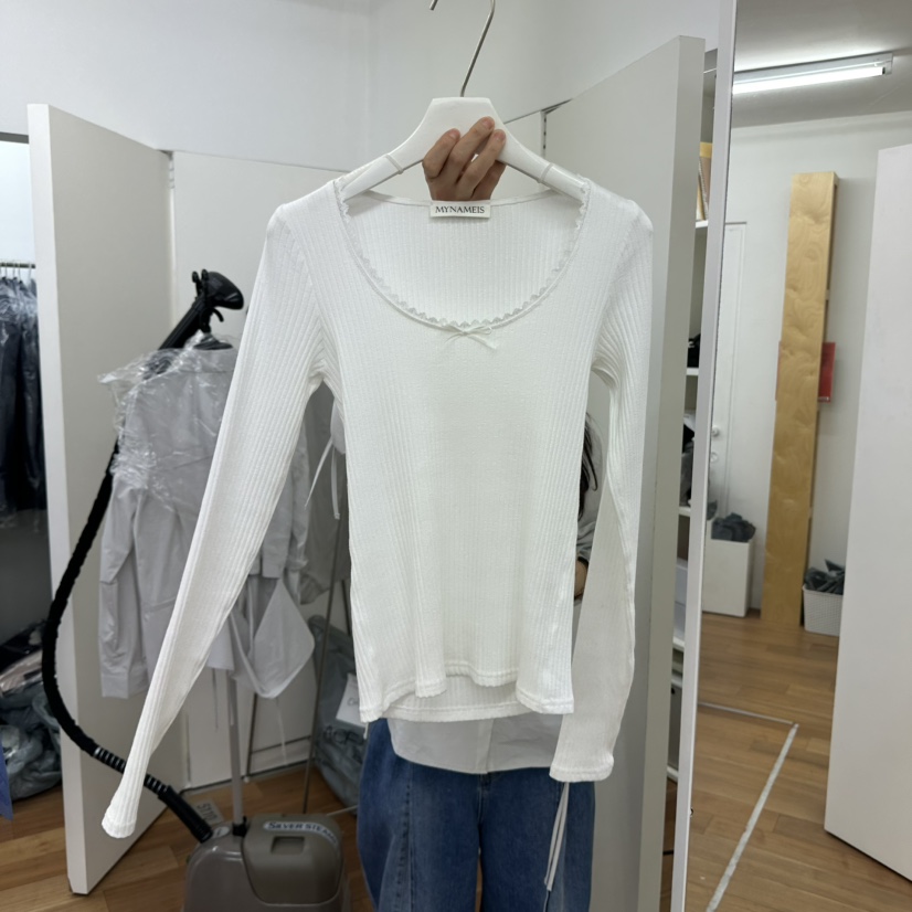 MYNAMEIS韓國直郵東大門代購女裝新款時尚職業25春夏長袖T恤MYNAMEIS長袖T恤圖色1