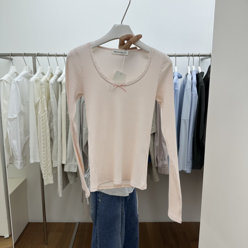MYNAMEIS韓國直郵東大門代購女裝新款時尚職業25春夏長袖T恤MYNAMEIS長袖T恤圖色2