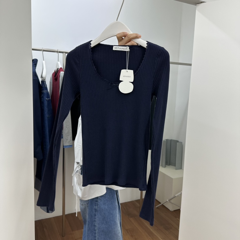 MYNAMEIS韓國直郵東大門代購女裝新款時尚職業25春夏長袖T恤MYNAMEIS長袖T恤圖色3
