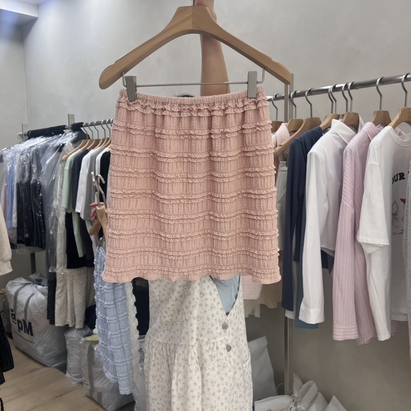VILLABUTTON韓國直郵東大門代購女裝新品25春夏休閑短裙蕾絲VILLABUTTON短裙