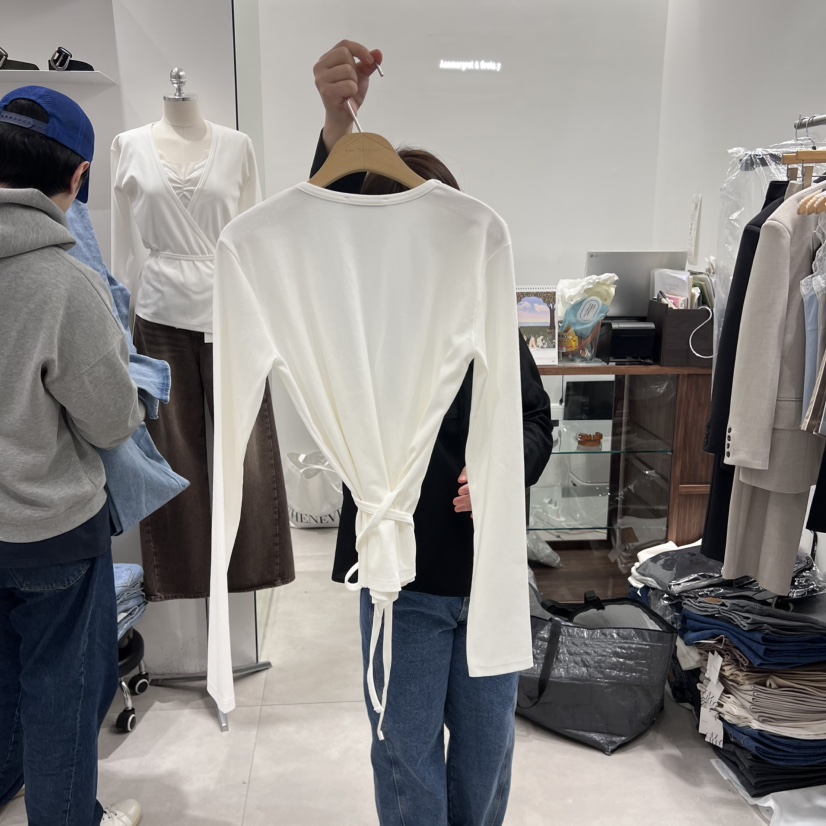 ANN MARGRET韓國直郵東大門實拍女裝新款真品長袖T恤不含內搭開衫GRETA.Y長袖T恤