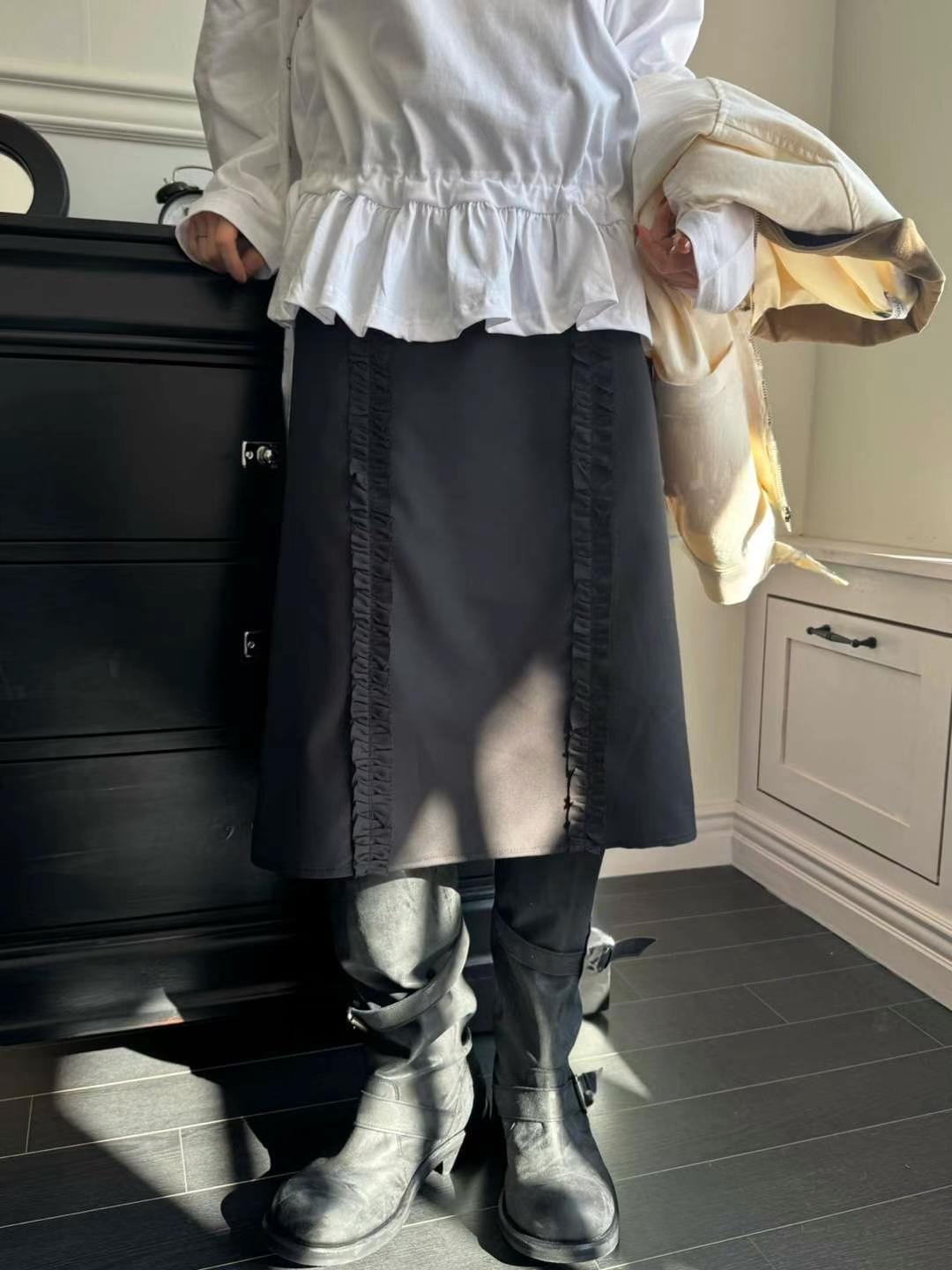 FAVOURED直郵韓國代購女裝新款真品熱賣半身裙中短裙荷葉邊FAVOURED半身裙/中短裙