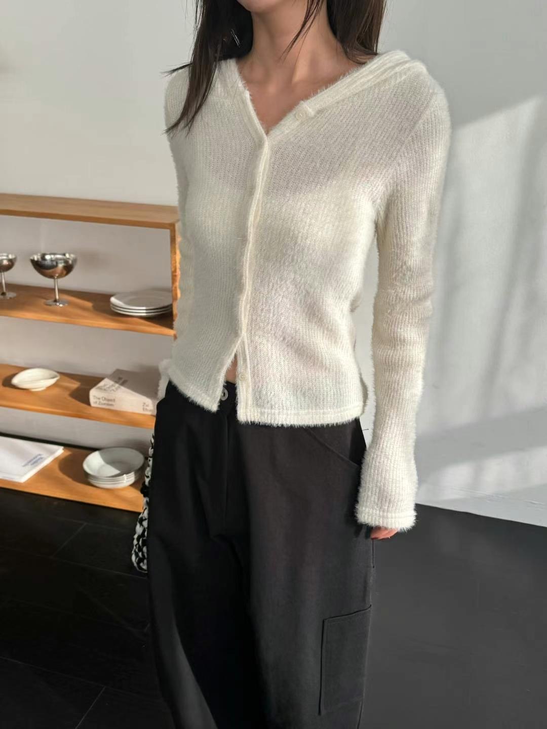 FAVOURED韓國直郵東大門代購女裝新品休閑25春夏針織衫開衫連帽FAVOURED針織衫