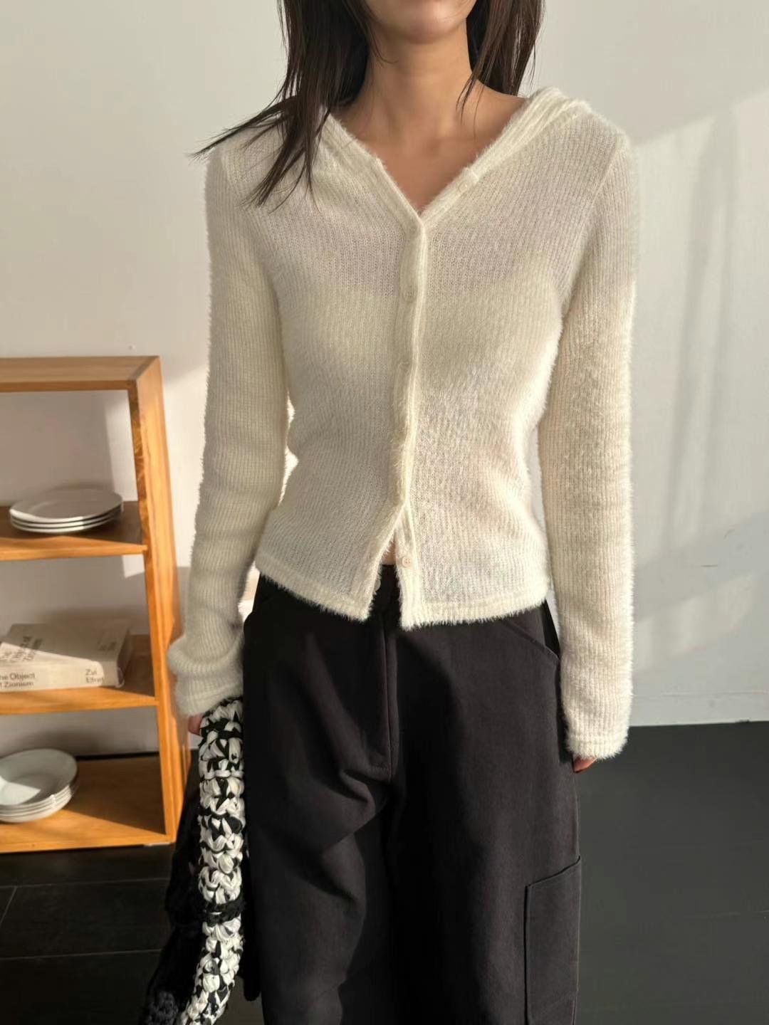 FAVOURED韓國直郵東大門代購女裝新品休閑25春夏針織衫開衫連帽FAVOURED針織衫圖色2